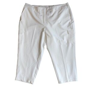 Lane Bryant size 26 The Perfect Drape Ankle pants Cargo pockets white NWT